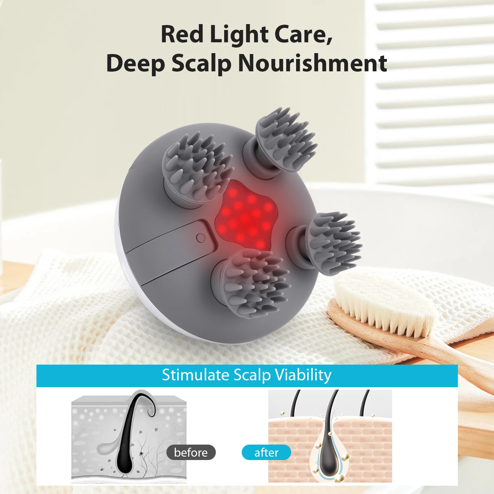 Portable Head Massager with 8 Silicone Massage Heads Handheld Hair Massager IPX7 Waterproof for Hair Growth Stress Relax
Portable Head Massager with 8 Silicone Massage Heads Handheld Hair Massager IPX7 Waterproof for Hair Growth Stress Relax