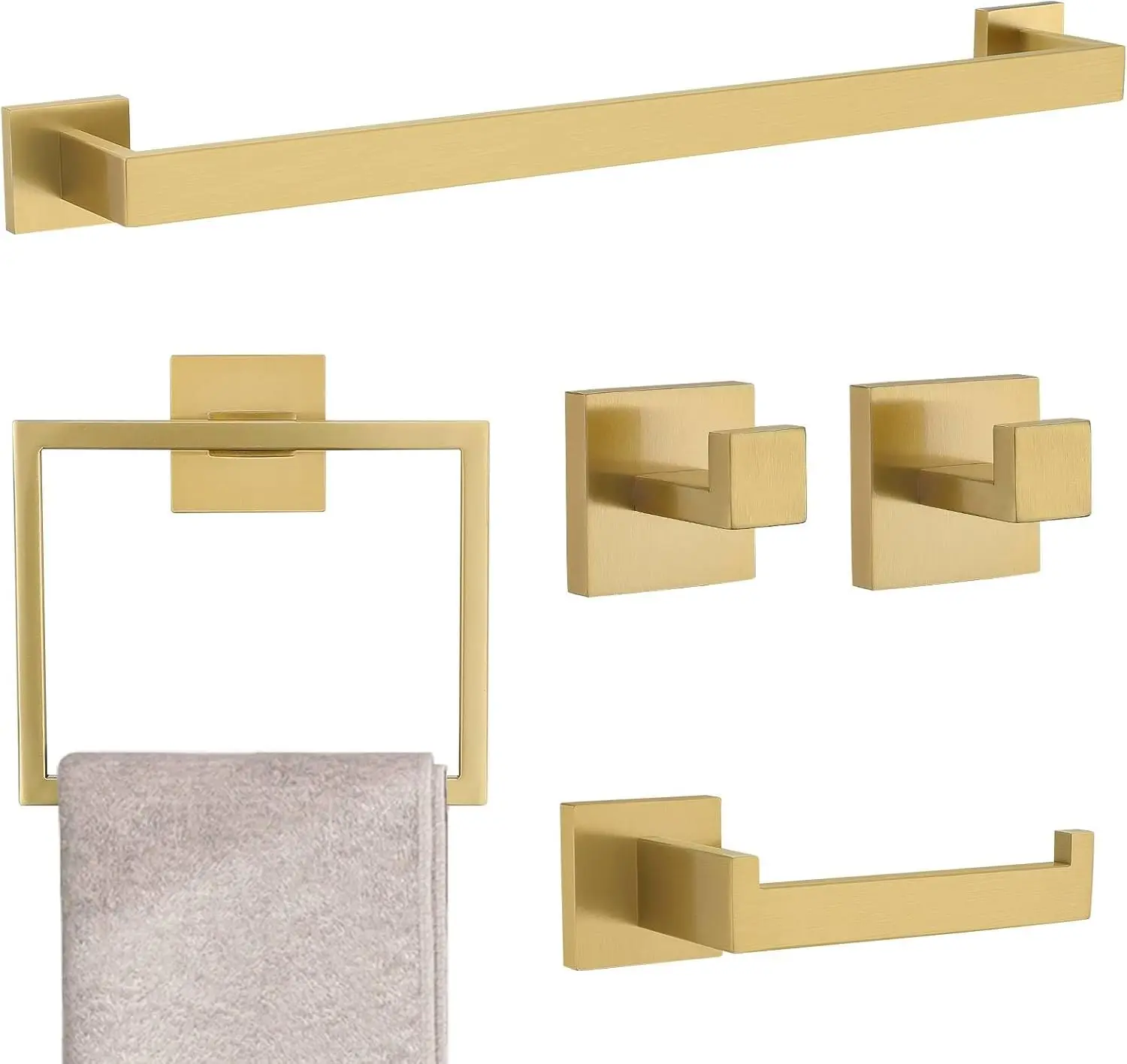 5 Piece Bathroom Towel Bar Set Stainless Steel Bath Towel Holder, 23.6 Inch Towel Racks GOLD
5 Piece Bathroom Towel Bar Set Stainless Steel Bath Towel Holder, 23.6 Inch Towel Racks GOLD