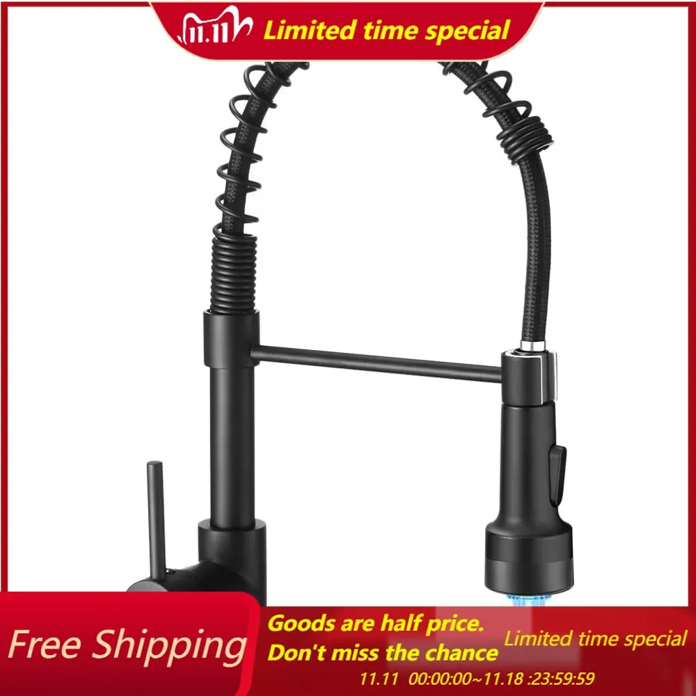 Kitchen Faucet with Sprayer Single Handle Pull Down Sprayer Spring Matte Black Kitchen Sink Faucet
Kitchen Faucet with Sprayer Single Handle Pull Down Sprayer Spring Matte Black Kitchen Sink Faucet