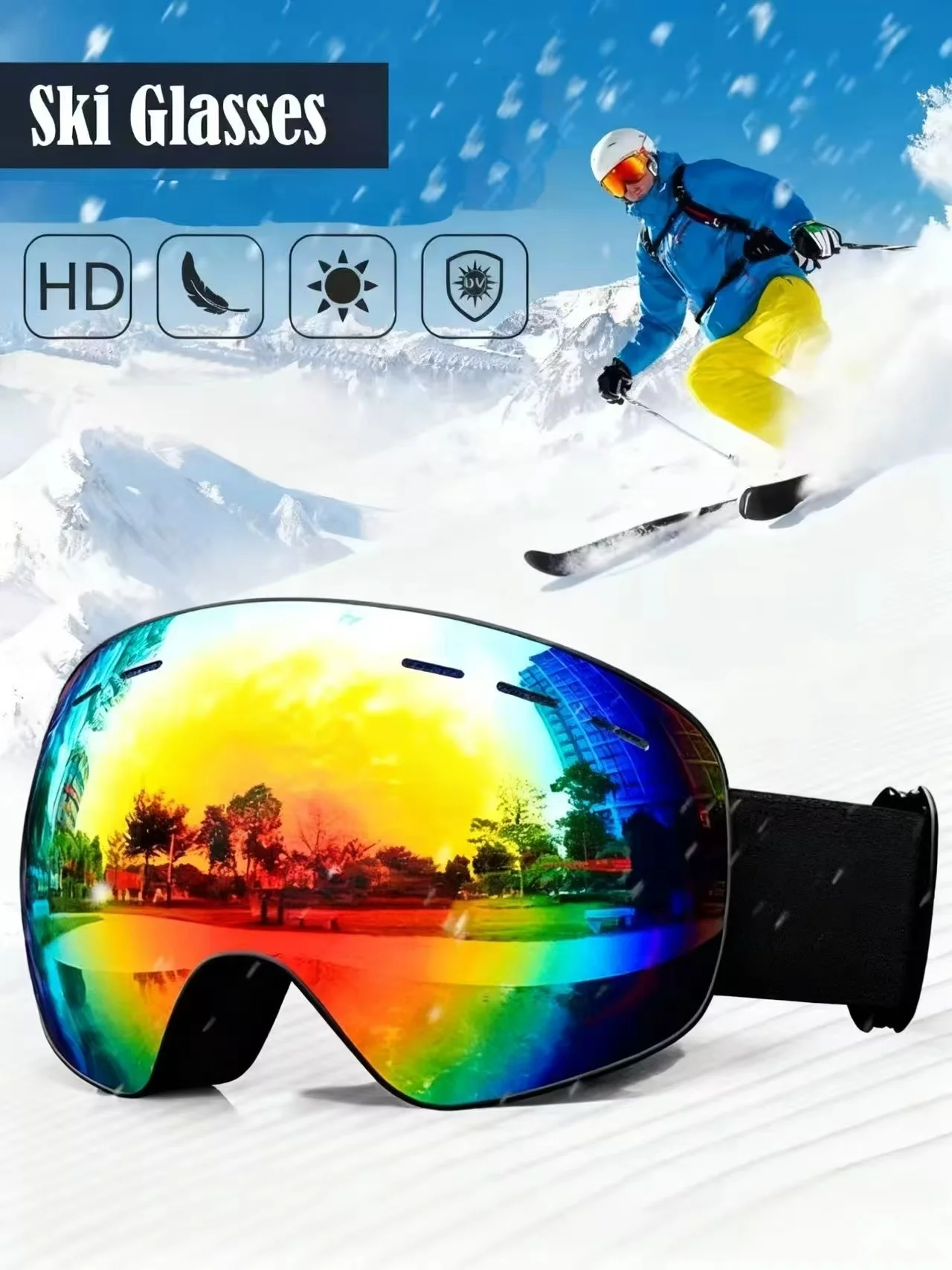 Windproof and Sandproof Ski Goggles with Large Sphere Lens - Unisex Adult Mountaineering and Snow Goggles
Windproof and Sandproof Ski Goggles with Large Sphere Lens - Unisex Adult Mountaineering and Snow Goggles