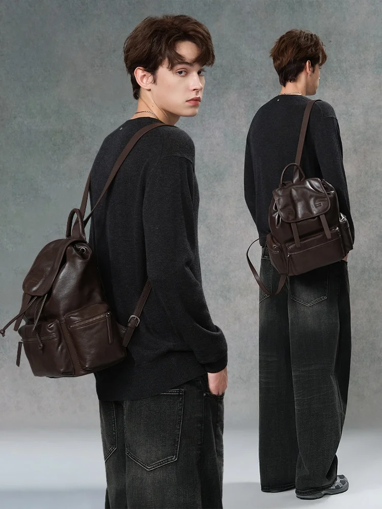 American Retro Leather Backpack Large Capacity Commuting Traveling Backpack Bookbag Computer Bag Trendy Double Shoulder Bag
American Retro Leather Backpack Large Capacity Commuting Traveling Backpack Bookbag Computer Bag Trendy Double Shoulder Bag