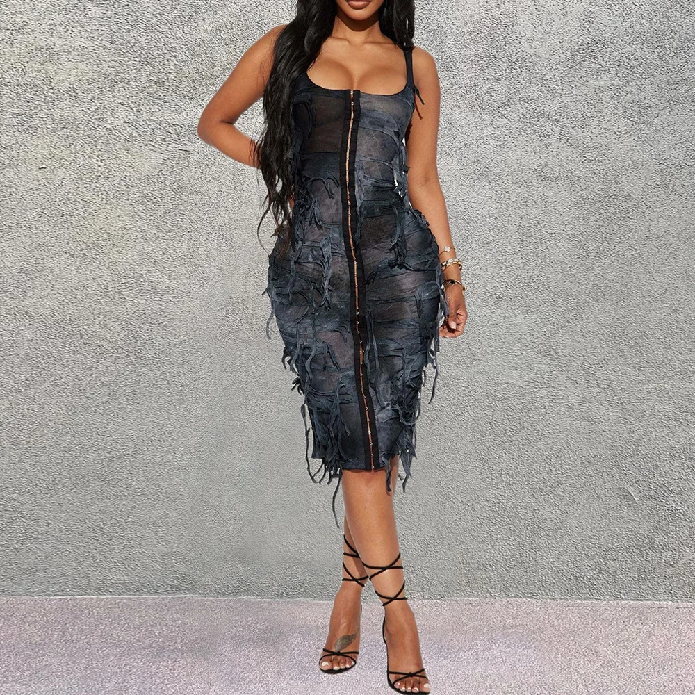 SKMY 2024 Summer New Slim Fit Tie Dye Printed Sexy Sleeveless Single-Breasted Tassel Knee Length Dress Clothes For Women
SKMY 2024 Summer New Slim Fit Tie Dye Printed Sexy Sleeveless Single-Breasted Tassel Knee Length Dress Clothes For Women