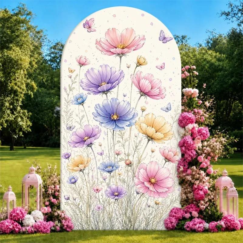 Single Side Arch Backdrop Cover Elegant Floral Arch Background for Wedding Party Decor with Pastel Cosmos and Butterflies
Single Side Arch Backdrop Cover Elegant Floral Arch Background for Wedding Party Decor with Pastel Cosmos and Butterflies