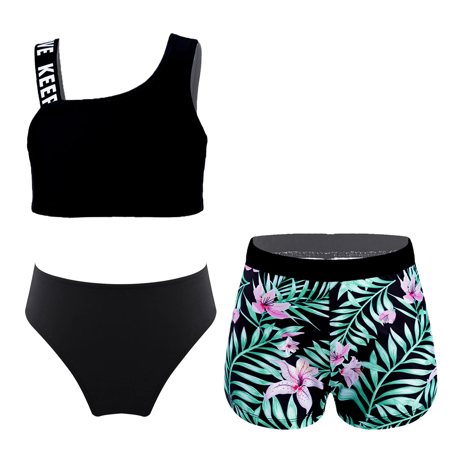 Summer 3Pcs Kids Girls Swimsuit Set Asymmetric Crop Top with Printed High Waist Shorts And Briefs for Swimming Bathing Hoilday
Summer 3Pcs Kids Girls Swimsuit Set Asymmetric Crop Top with Printed High Waist Shorts And Briefs for Swimming Bathing Hoilday