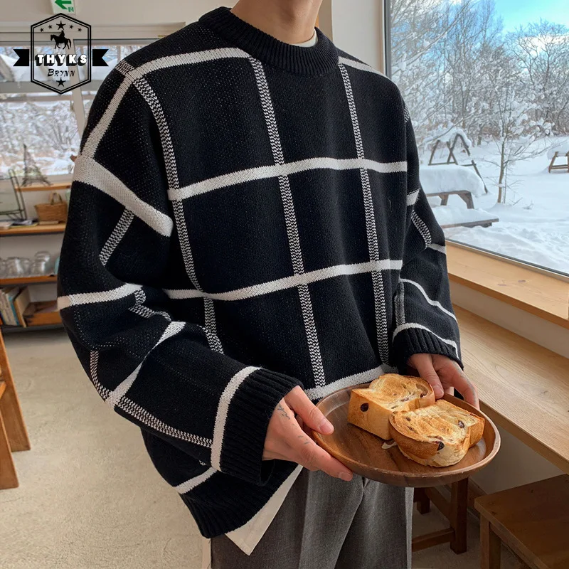 Classic Plaid Harajuku Knitted Pullover Mens Korean Streetwear Fashion Simple Retro Sweatercoat Male Loose Casual Sweater Autumn
Classic Plaid Harajuku Knitted Pullover Mens Korean Streetwear Fashion Simple Retro Sweatercoat Male Loose Casual Sweater Autumn