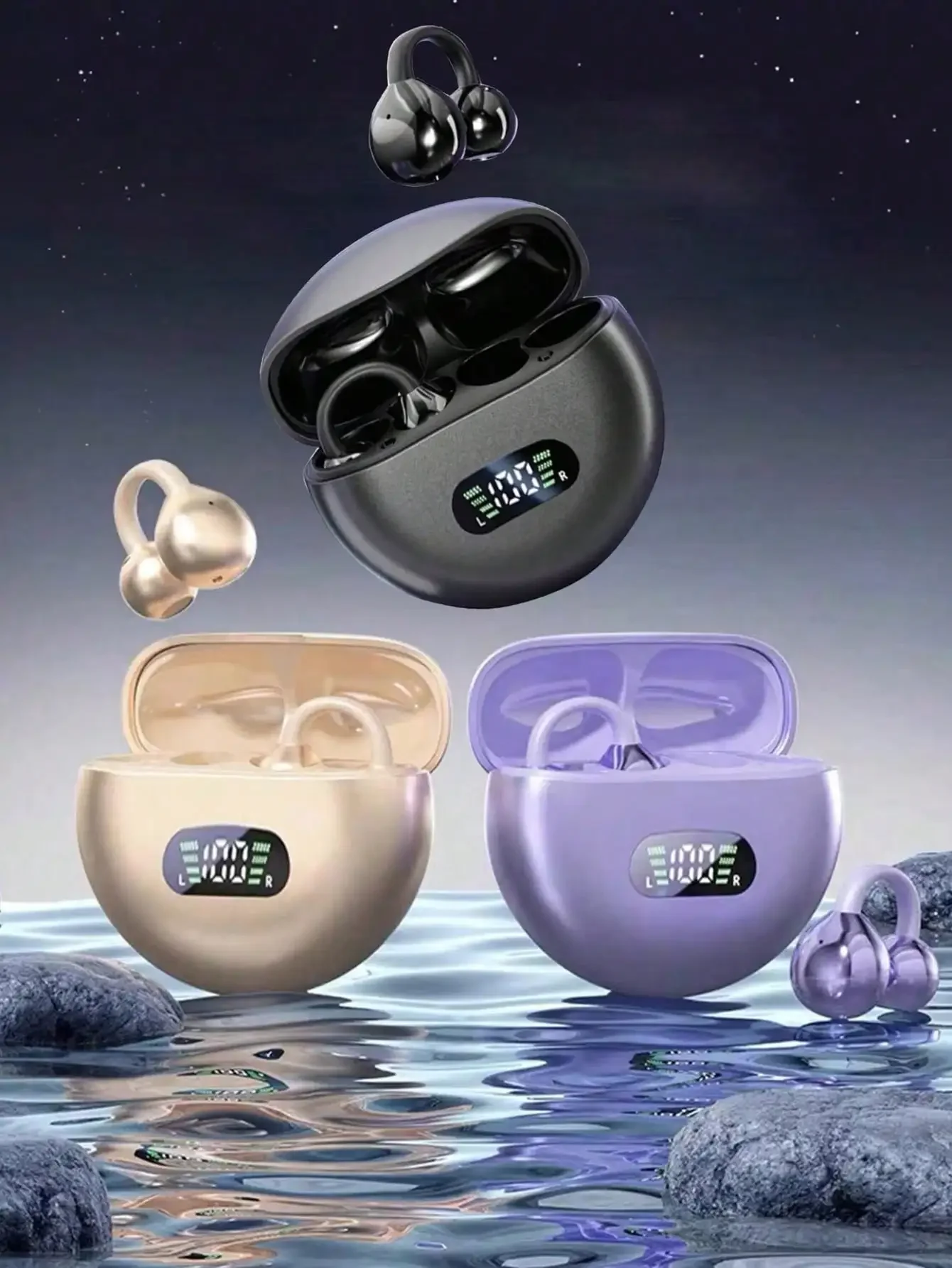 Ear-clip Digital Display Bluetooth Headphones HiFi-level High-resolution Sound Quality Long Battery Life and Low Latency
Ear-clip Digital Display Bluetooth Headphones HiFi-level High-resolution Sound Quality Long Battery Life and Low Latency