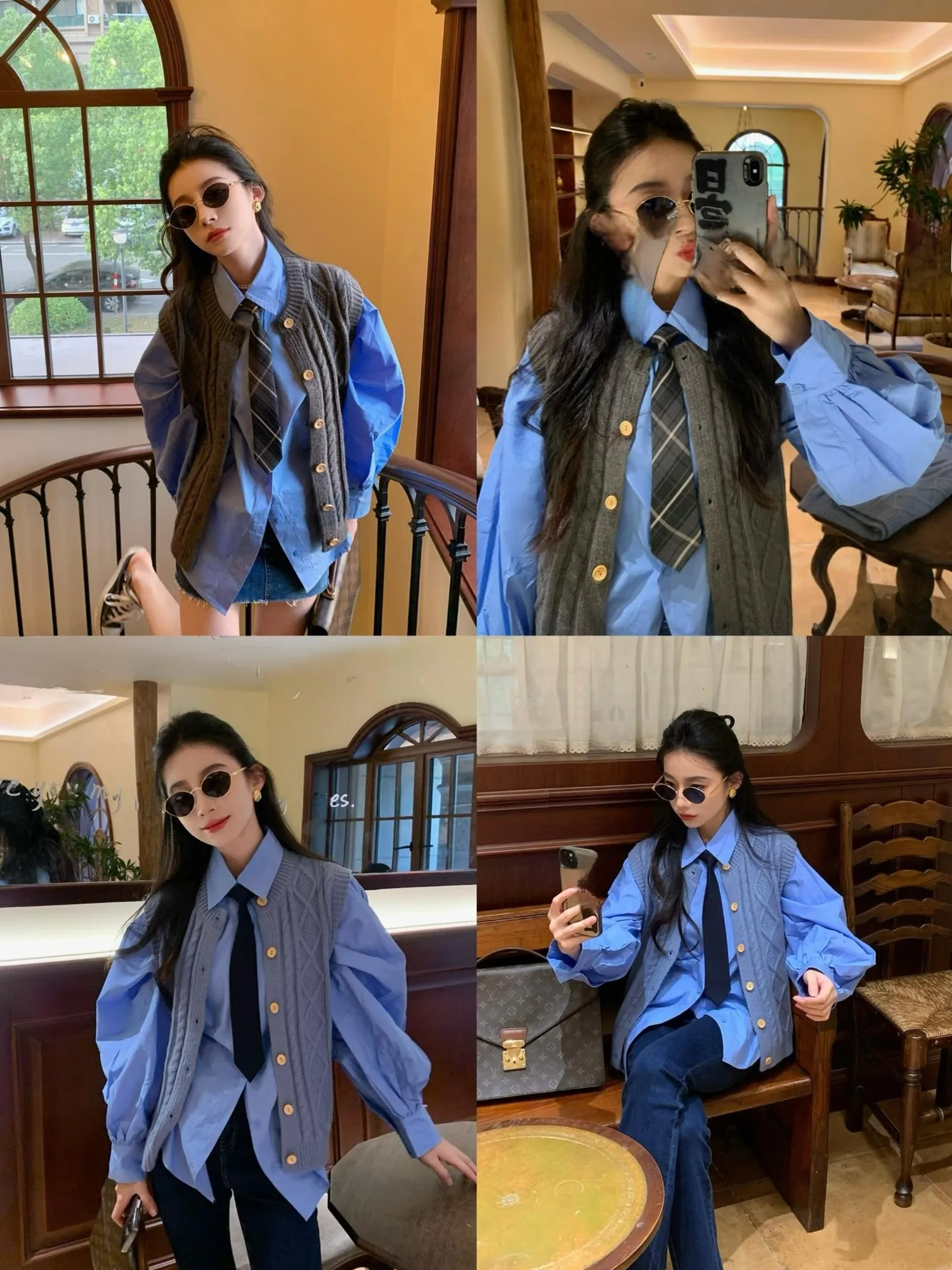 SIMONA Blue ey Two-color Retro Twisted Knitted Vest Loose ort Woolen College Sle Women's Faion Autumn Commute Wind
SIMONA Blue ey Two-color Retro Twisted Knitted Vest Loose ort Woolen College Sle Women's Faion Autumn Commute Wind