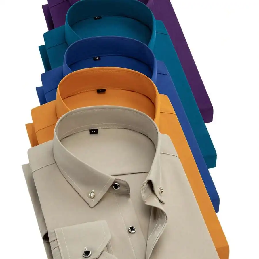 5pcs Mens Long Sleeve Solid Color Dress Shirts With Rhinestone Buttons - Wrinkle Resistant Breathable Polyester Blend
5pcs Mens Long Sleeve Solid Color Dress Shirts With Rhinestone Buttons - Wrinkle Resistant Breathable Polyester Blend