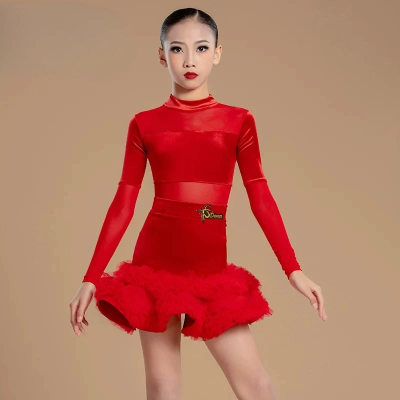 New style Latin dance outfit Children's girls' performance and show clothing, autumn long-sleeved velvet practice outfit
New style Latin dance outfit Children's girls' performance and show clothing, autumn long-sleeved velvet practice outfit