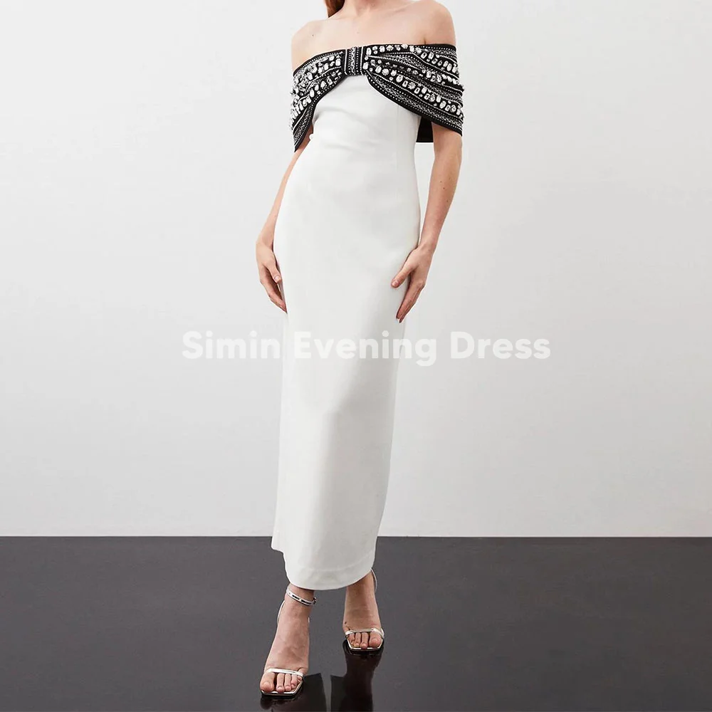 Simin Women's Off-the-shoulder Bow Beaded Ankle-Length Sheath Evening Dresses With Short Sleeves Elegant Party Dresses 2025
Simin Women's Off-the-shoulder Bow Beaded Ankle-Length Sheath Evening Dresses With Short Sleeves Elegant Party Dresses 2025