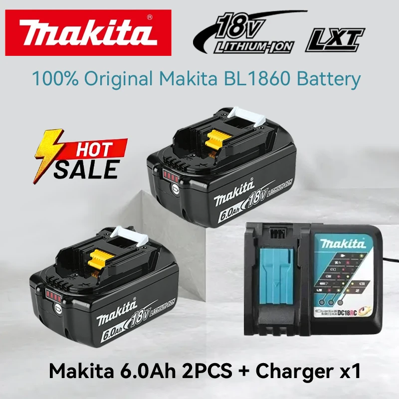100% Original Makita 18V LXT 6.0Ah Lithium-Ion Battery BL1850 BL1860 with LED Indicator For Driver Drill Cordless Power Tools
100% Original Makita 18V LXT 6.0Ah Lithium-Ion Battery BL1850 BL1860 with LED Indicator For Driver Drill Cordless Power Tools
