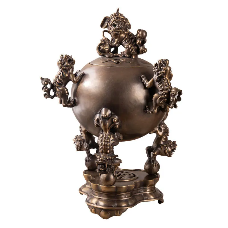 Pure copper lion button big incense stove ornament room vertical whole piece point agarwood stove villa office decoration
Pure copper lion button big incense stove ornament room vertical whole piece point agarwood stove villa office decoration