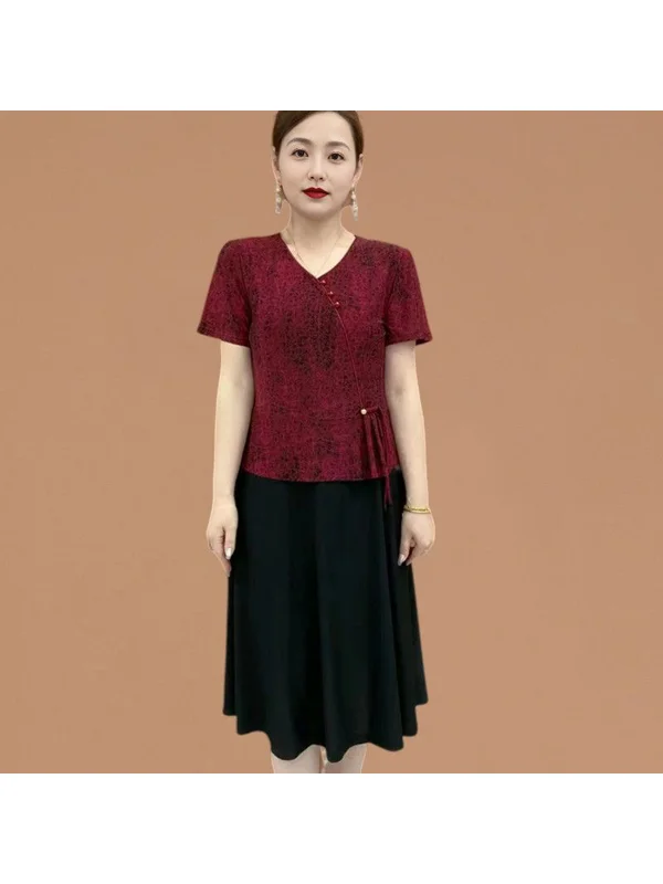 Elegant Chinese Style Short Sleeve Dress Slimming Base Layer for Middle-Aged And Elderly Women Fashionable Summer Dress
Elegant Chinese Style Short Sleeve Dress Slimming Base Layer for Middle-Aged And Elderly Women Fashionable Summer Dress