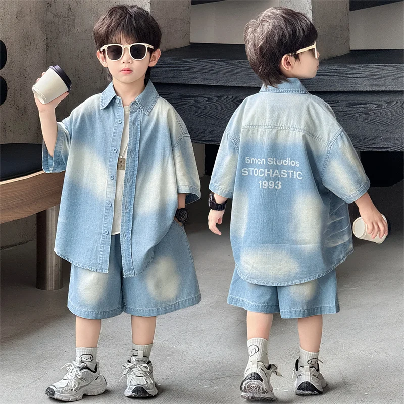 New Summer Kids Boy Clothing Set for Tweens Child Blue Gradient Denim Shirt Shorts Cotton Two Pieces Clothes Suits For Teenagers
New Summer Kids Boy Clothing Set for Tweens Child Blue Gradient Denim Shirt Shorts Cotton Two Pieces Clothes Suits For Teenagers