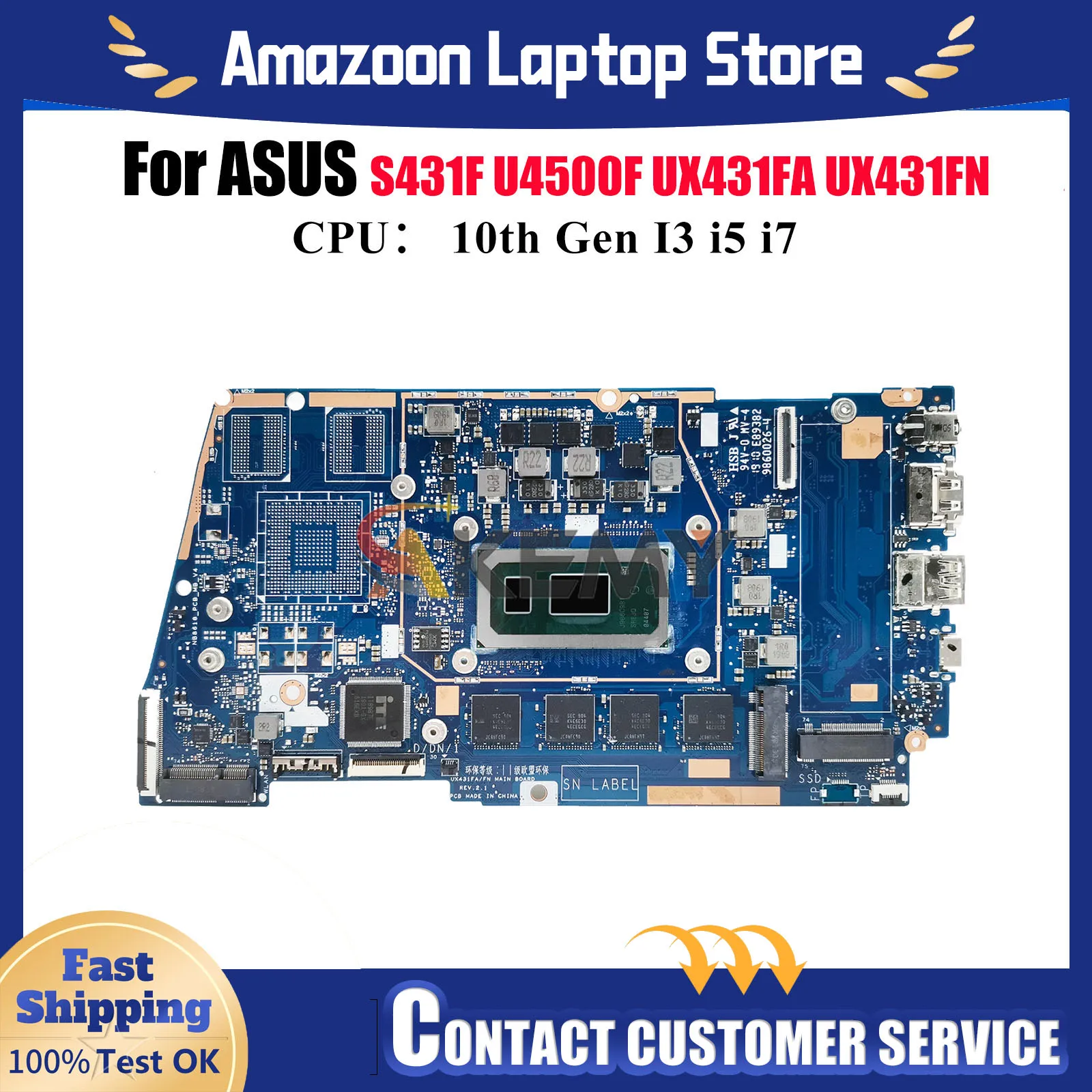 UX431FA Laptop Motherboard For ASUS ZenBook UX431F UX431FA UX431FN S4500F U4500F X431F S431F Mainboard With 10th Gen I3 i5 i7
UX431FA Laptop Motherboard For ASUS ZenBook UX431F UX431FA UX431FN S4500F U4500F X431F S431F Mainboard With 10th Gen I3 i5 i7