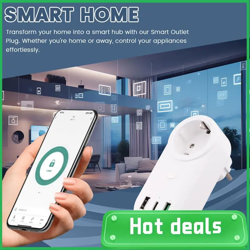 Smart Outlet Wifi Plug 16A 2-Hole USB+Type-C Outlets 65W Remote Control Compatible Alexa EU Plug
Smart Outlet Wifi Plug 16A 2-Hole USB+Type-C Outlets 65W Remote Control Compatible Alexa EU Plug