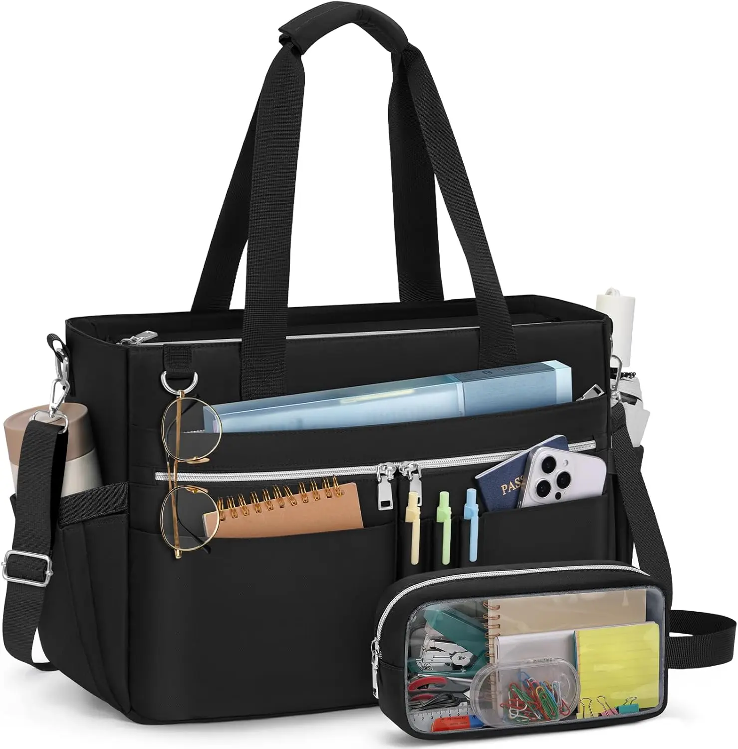 Women's Laptop Tote Bag 15.6 Inch, Professional Office College Nursing Handbag with Clutch, Black
Women's Laptop Tote Bag 15.6 Inch, Professional Office College Nursing Handbag with Clutch, Black
