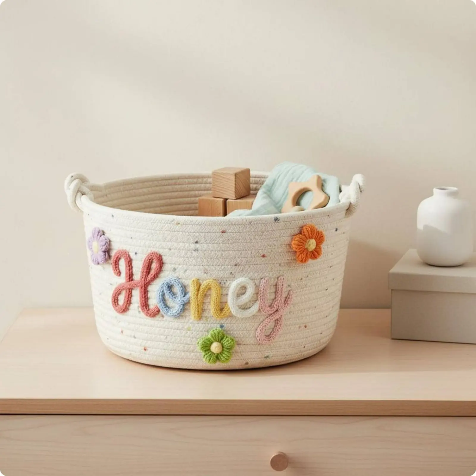 Embroidered Name Nursery Container Multi-Functional Cotton Rope Nursery Container Personalized Name Storage Container Handmade &
Embroidered Name Nursery Container Multi-Functional Cotton Rope Nursery Container Personalized Name Storage Container Handmade &