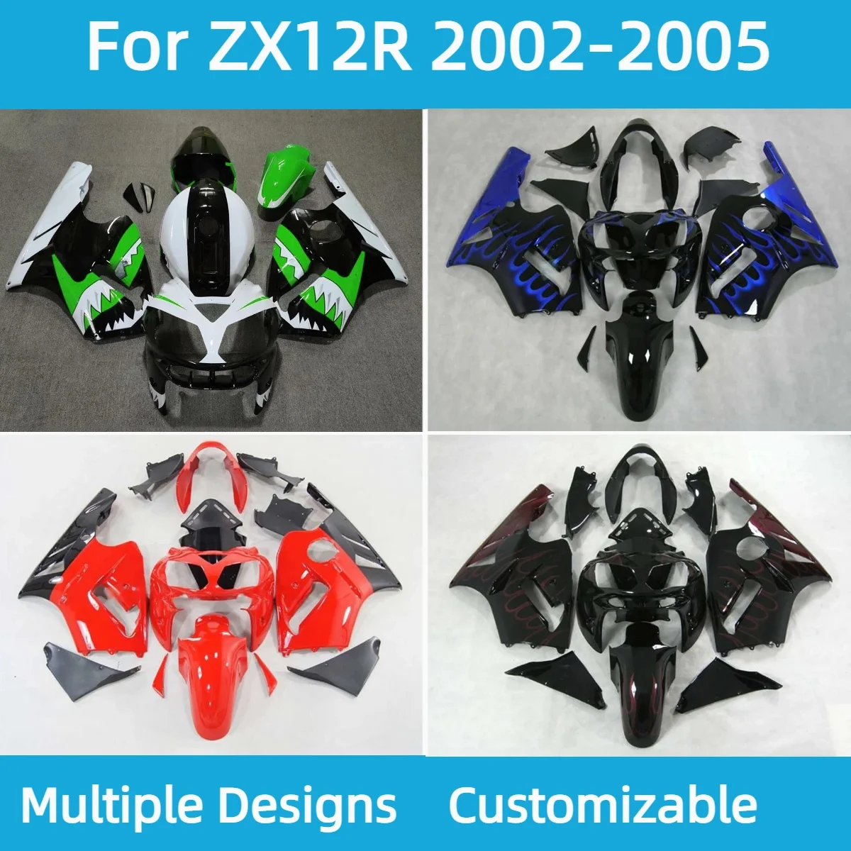 Комплект обтекателей для Kawasaki ZX 12R 2002 2003 2004 2005, аксессуар для мотоцикла, полный комплект обтекателей кузова ZX12R 02-05
Комплект обтекателей для Kawasaki ZX 12R 2002 2003 2004 2005, аксессуар для мотоцикла, полный комплект обтекателей кузова ZX12R 02-05