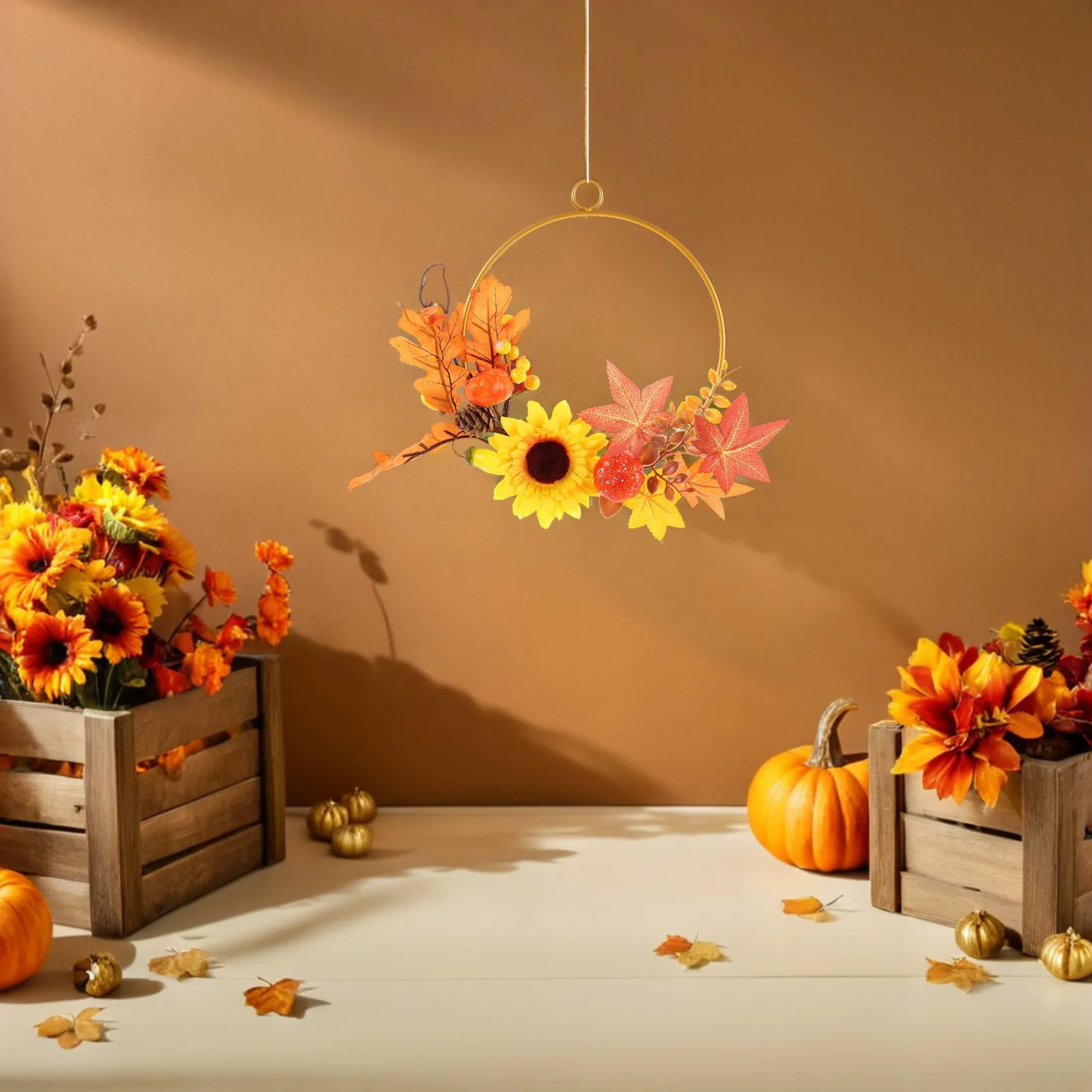 Fall Wreath Artificial Sunflower Pumpkins Maple Leaves Metal Floral Hoop Harvest Decor Front Door Wall Fall Leaves Wreath
Fall Wreath Artificial Sunflower Pumpkins Maple Leaves Metal Floral Hoop Harvest Decor Front Door Wall Fall Leaves Wreath