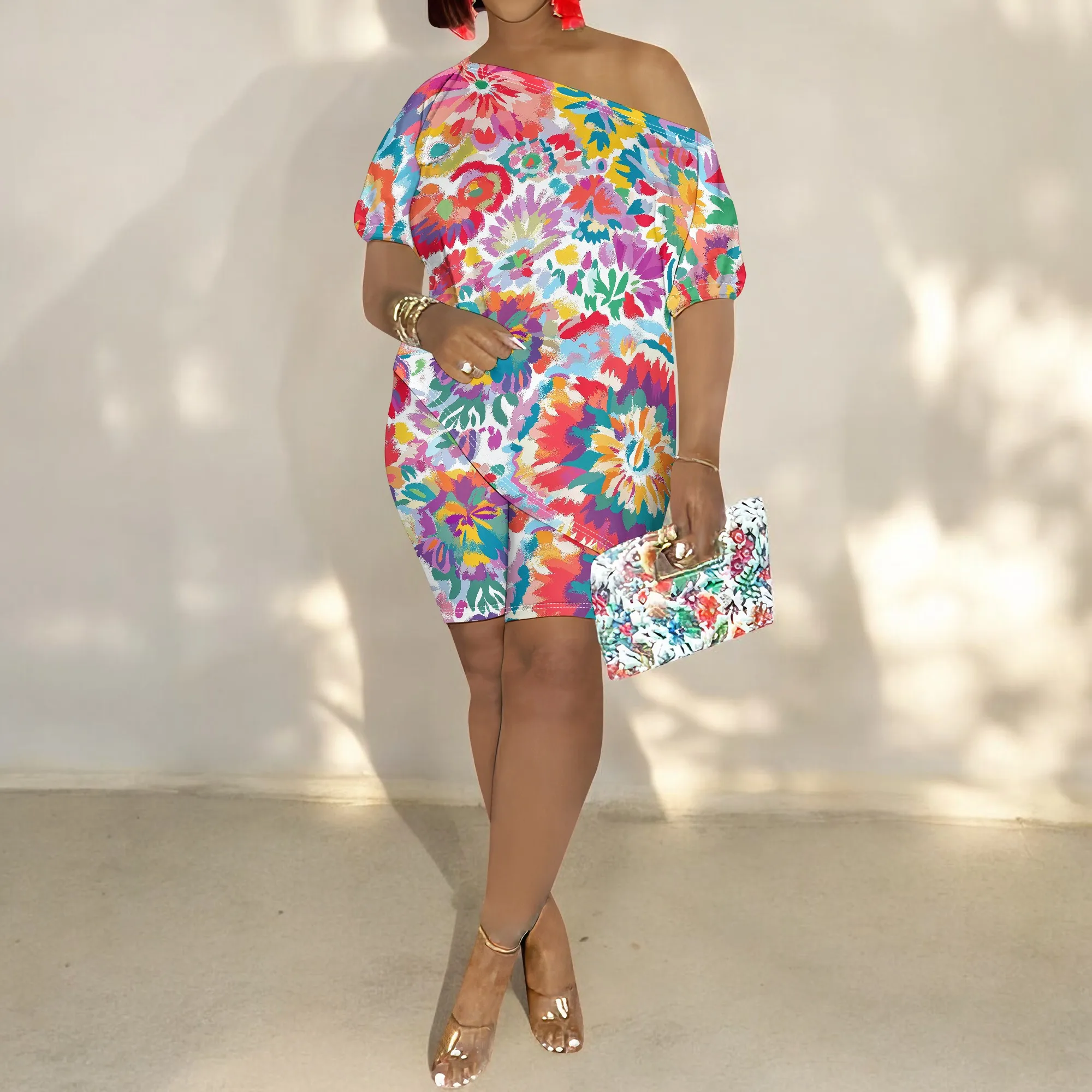 Women Casual Floral Print 2 Piece Outfits Jumpsuits Short Sleeve Irregular Top Bodycon Short Leg Pants Set Tracksuits
Women Casual Floral Print 2 Piece Outfits Jumpsuits Short Sleeve Irregular Top Bodycon Short Leg Pants Set Tracksuits