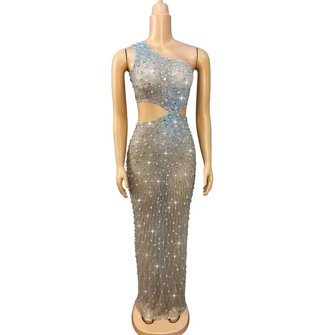 Shuijiliu Womens Luxury One Shoulder Rhinestone Sheer Mesh Cutout Bodycon Maxi Dress Formal Evening Party Prom Gown
Shuijiliu Womens Luxury One Shoulder Rhinestone Sheer Mesh Cutout Bodycon Maxi Dress Formal Evening Party Prom Gown