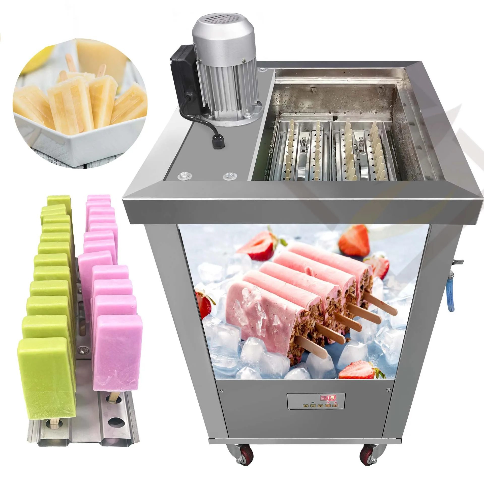 High Quality Automatic Ice Cream Popsicles Making Machine 2 Molds Milk Fruit Popsicle Machine
High Quality Automatic Ice Cream Popsicles Making Machine 2 Molds Milk Fruit Popsicle Machine