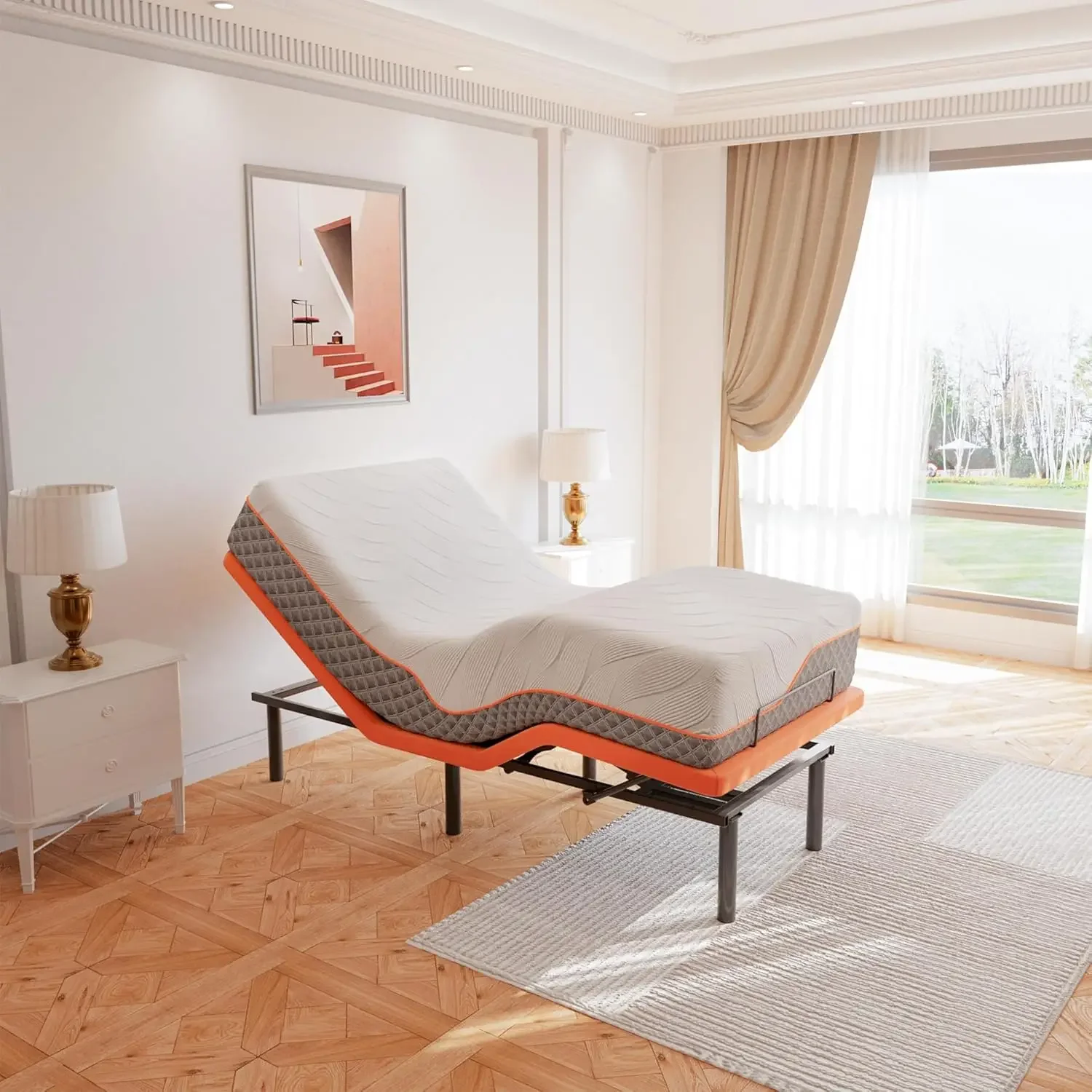 Twin XL Adjustable Bed Frame with Mattress - 12" Memory Foam Hybrid Mattress(Medium), Wireless Remote, 5 Minutes, Customized
Twin XL Adjustable Bed Frame with Mattress - 12" Memory Foam Hybrid Mattress(Medium), Wireless Remote, 5 Minutes, Customized