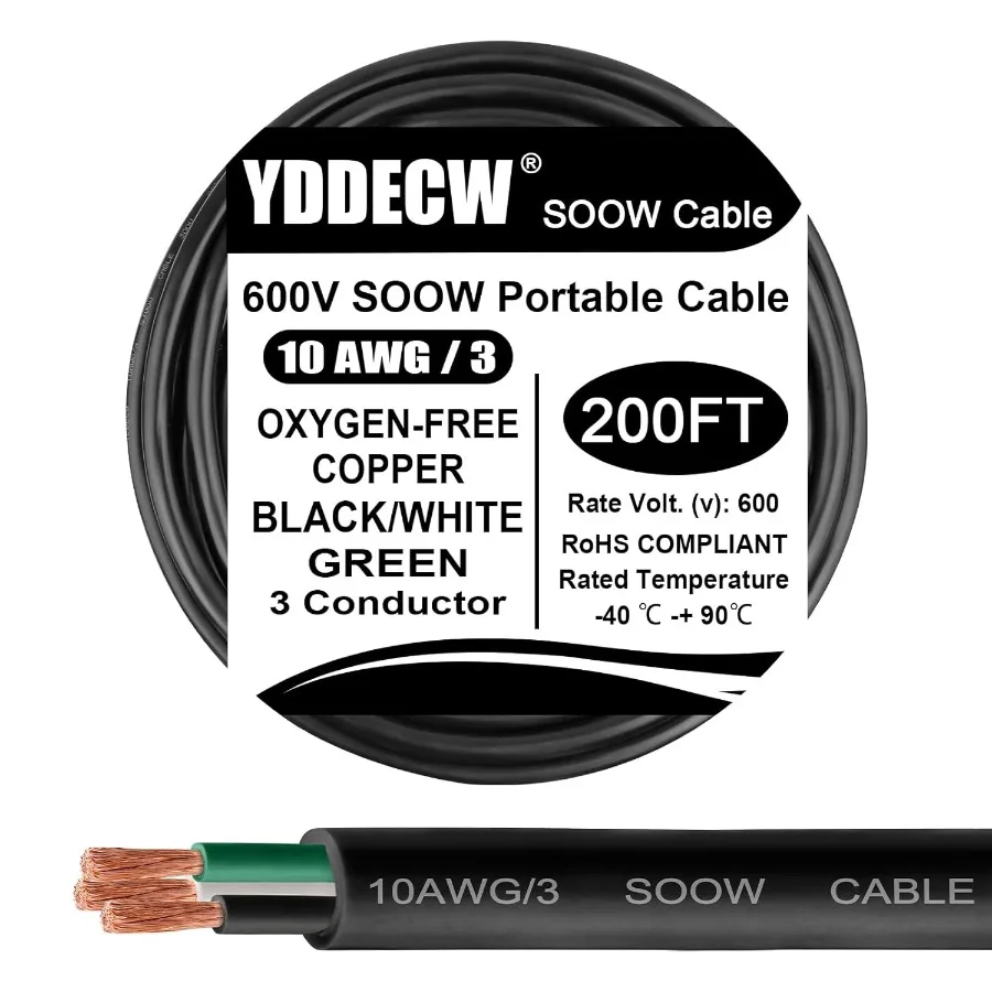 Портативный силовой кабель 200 футов 10 3 10 AWG с 3 проводами SOOW 600 В, 10 калибра, электрический провод для промышленных проводов двигателя, наружного порта
Портативный силовой кабель 200 футов 10 3 10 AWG с 3 проводами SOOW 600 В, 10 калибра, электрический провод для промышленных проводов двигателя, наружного порта