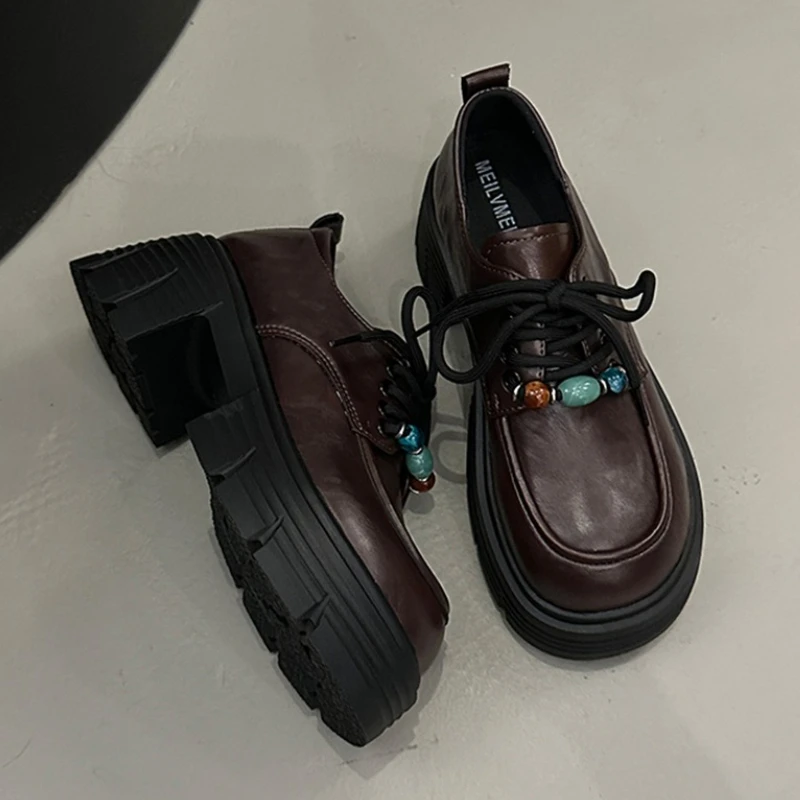 Beaded Women Platform High Heels Loafers Shoes Lace Up Office Leather Shoes 2025 Autumn Chunky Sport Walking Mujer Zapatillas
Beaded Women Platform High Heels Loafers Shoes Lace Up Office Leather Shoes 2025 Autumn Chunky Sport Walking Mujer Zapatillas