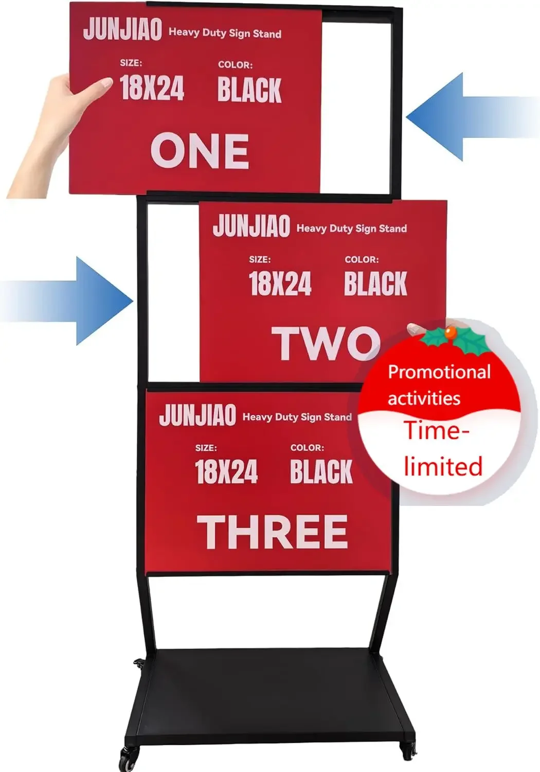 Sign holder floor stand, 25LB Heavy duty rolling pedestal poster banner stand, Triple 18"x24" Multi-Poster Display with 3 Backbo
Sign holder floor stand, 25LB Heavy duty rolling pedestal poster banner stand, Triple 18"x24" Multi-Poster Display with 3 Backbo