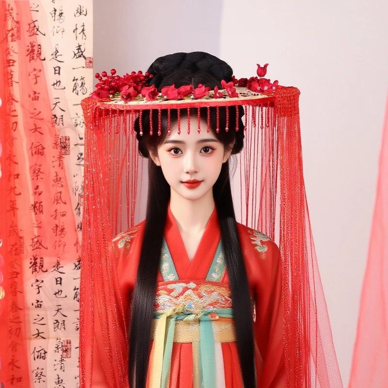 White Flower Bamboo Hat Women Hanfu Accessories Display Red Antique Sunscreen Veil Bamboo Hat Curtain Cosplay Head Umbrella
White Flower Bamboo Hat Women Hanfu Accessories Display Red Antique Sunscreen Veil Bamboo Hat Curtain Cosplay Head Umbrella