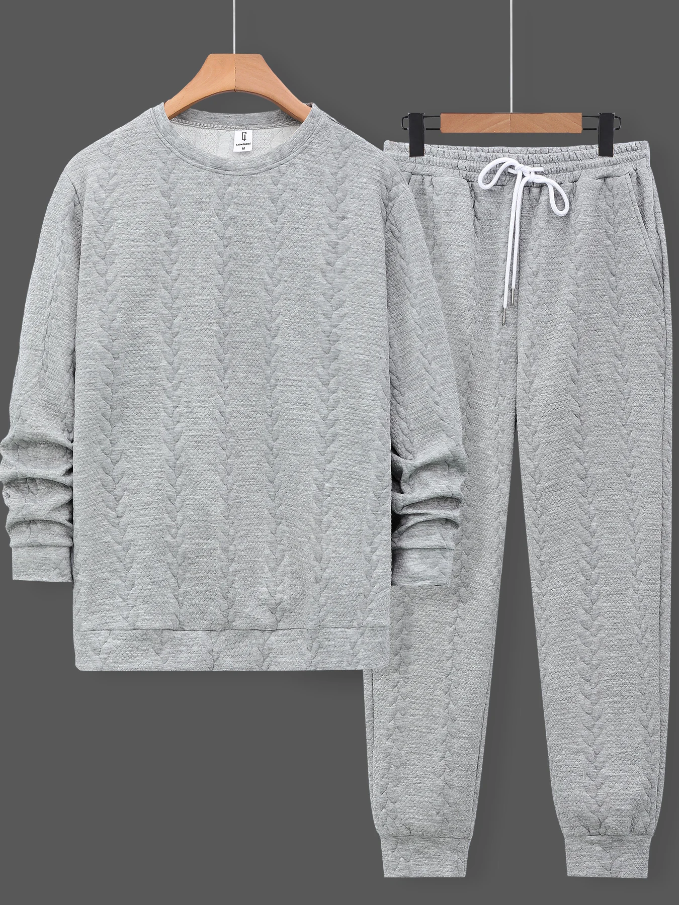Men's Casual Loungewear, Premium Textured Cable Knit Top & Elastic Waist Tapered Pants
Men's Casual Loungewear, Premium Textured Cable Knit Top & Elastic Waist Tapered Pants