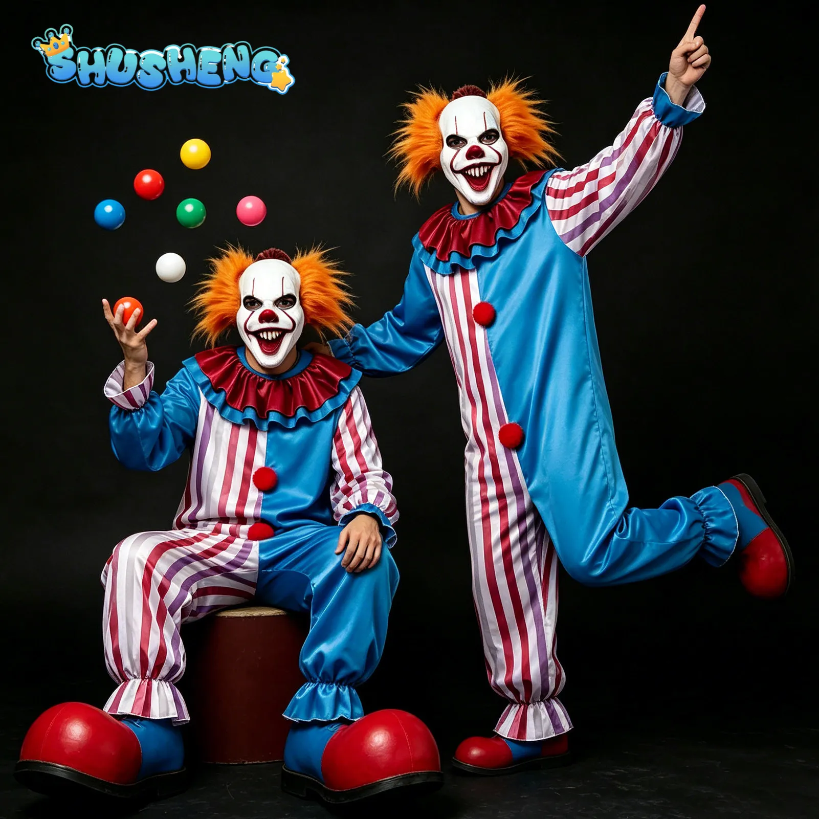 Pennywise Joker Cosplay Costume Clown Movie Halloween Adult Carnival Party Stage Performance Villain Vintage Clothing Mask Set
Pennywise Joker Cosplay Costume Clown Movie Halloween Adult Carnival Party Stage Performance Villain Vintage Clothing Mask Set