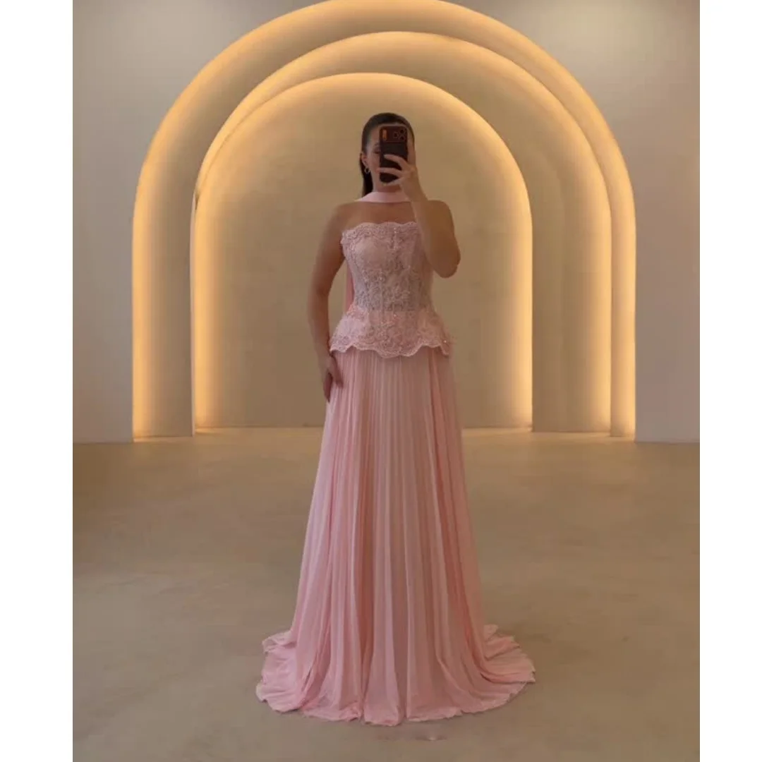 Amanda Customized Pink Strapless Lace Corset Pleated Formal Evening Prom Dress vestidos de noche 2026 New Arrival Party Gown
Amanda Customized Pink Strapless Lace Corset Pleated Formal Evening Prom Dress vestidos de noche 2026 New Arrival Party Gown