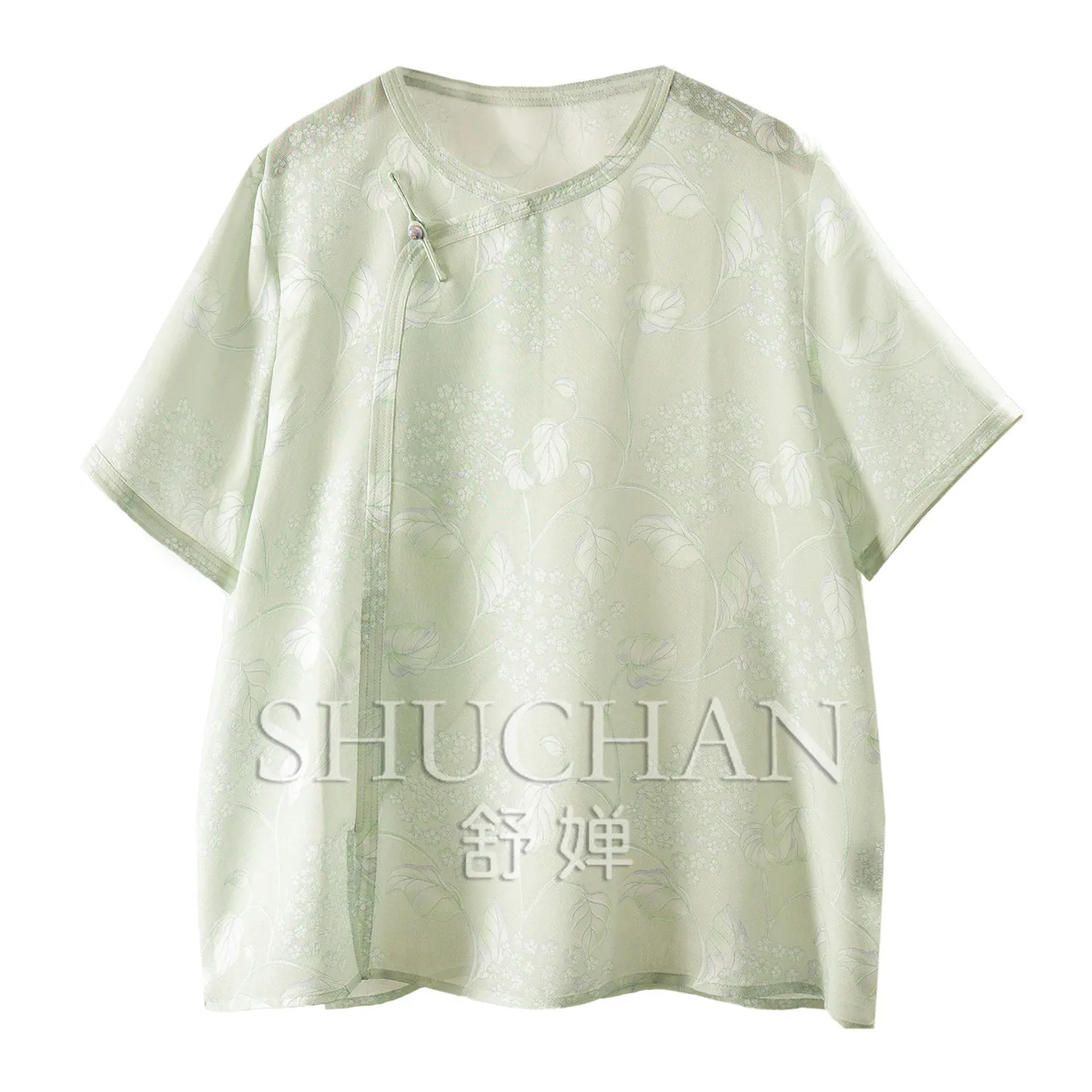 SHUCHAND Blouse Thin New Chinese Style Round Neck Four Warp Twist Short Sleeve Natural Silk Shirt Women 10X4
SHUCHAND Blouse Thin New Chinese Style Round Neck Four Warp Twist Short Sleeve Natural Silk Shirt Women 10X4