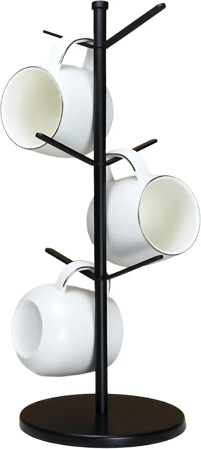6 Hook Mug Tree, Stable Metal Holder with Bamboo Base, Black
6 Hook Mug Tree, Stable Metal Holder with Bamboo Base, Black