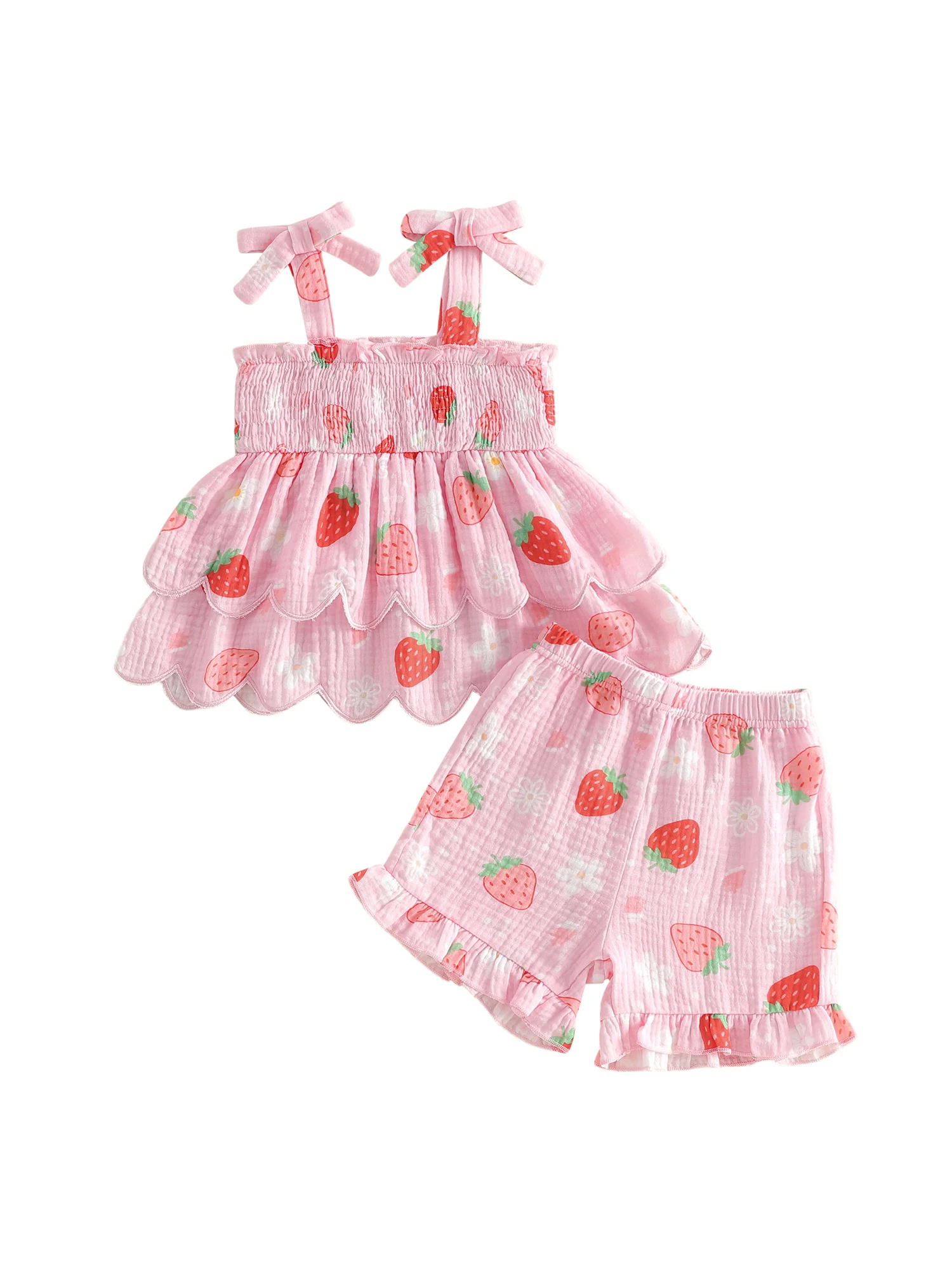 Cute Girls 2 Piece Outfits Lovely Watermelon Print Sleeveless Round Neck Tank Tops and Shorts Set for Summer Fun
Cute Girls 2 Piece Outfits Lovely Watermelon Print Sleeveless Round Neck Tank Tops and Shorts Set for Summer Fun