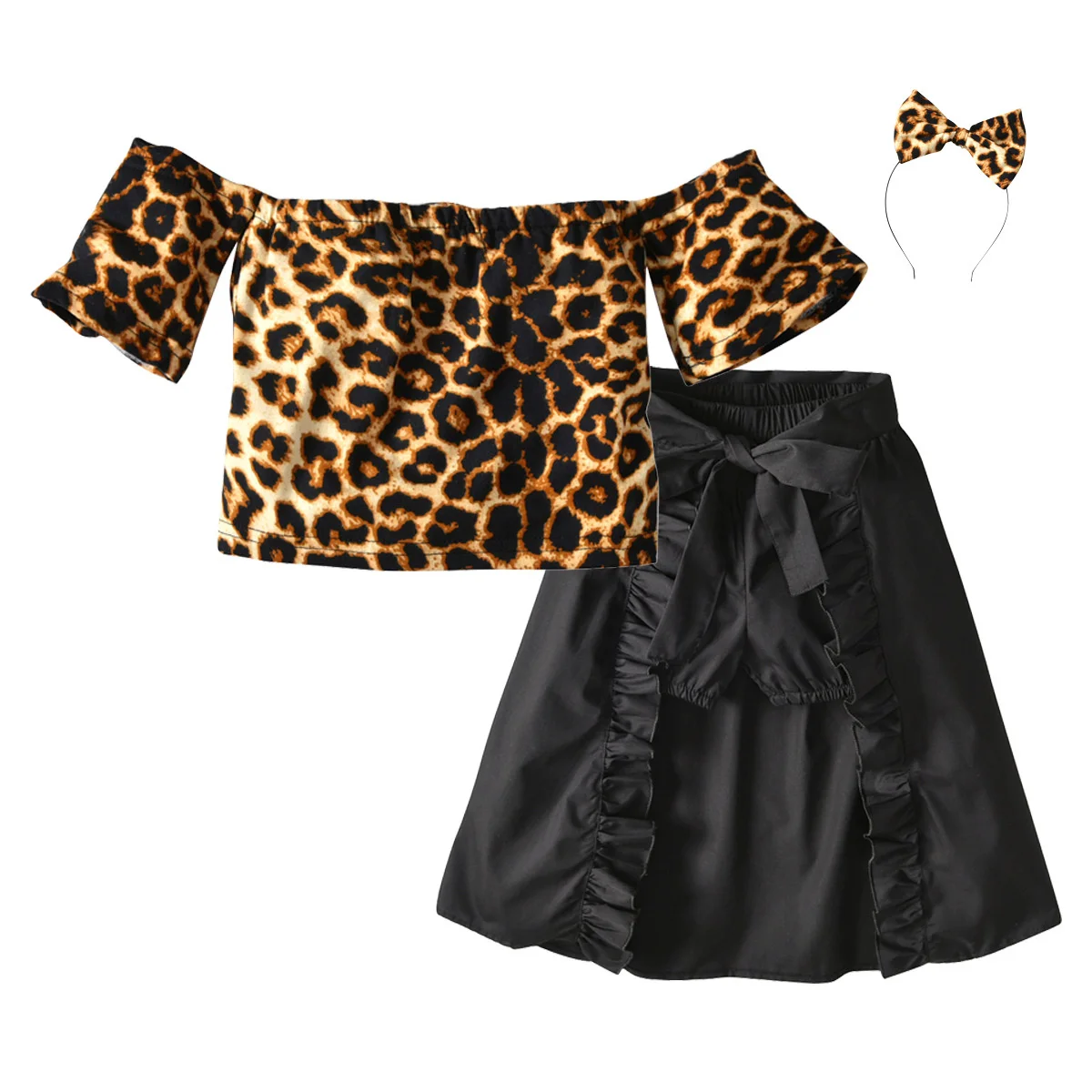 Toddler Kids 3pcs Suit T-shirt Skirts Hairband Skirts Sets Drop-shoulder Leopard Printed Girls Sets
Toddler Kids 3pcs Suit T-shirt Skirts Hairband Skirts Sets Drop-shoulder Leopard Printed Girls Sets