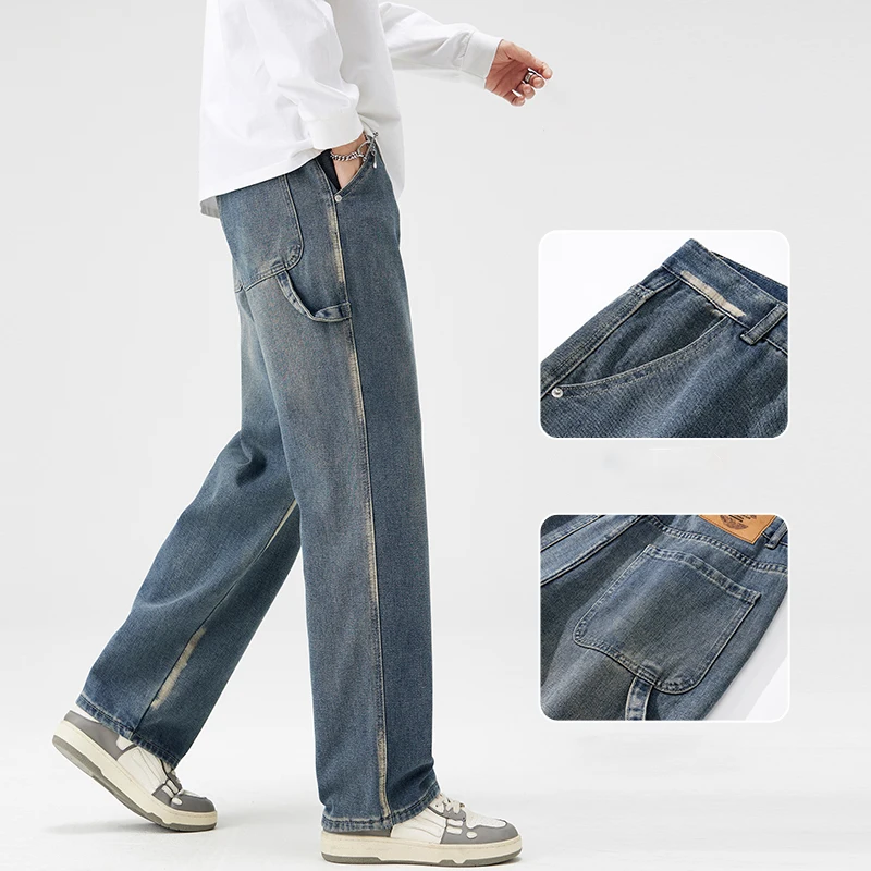 Distressed Vintage Men's Clothing Jeans Fashion Straight High Street Korean Wide Streetwear Baggy Denim Trousers Male
Distressed Vintage Men's Clothing Jeans Fashion Straight High Street Korean Wide Streetwear Baggy Denim Trousers Male