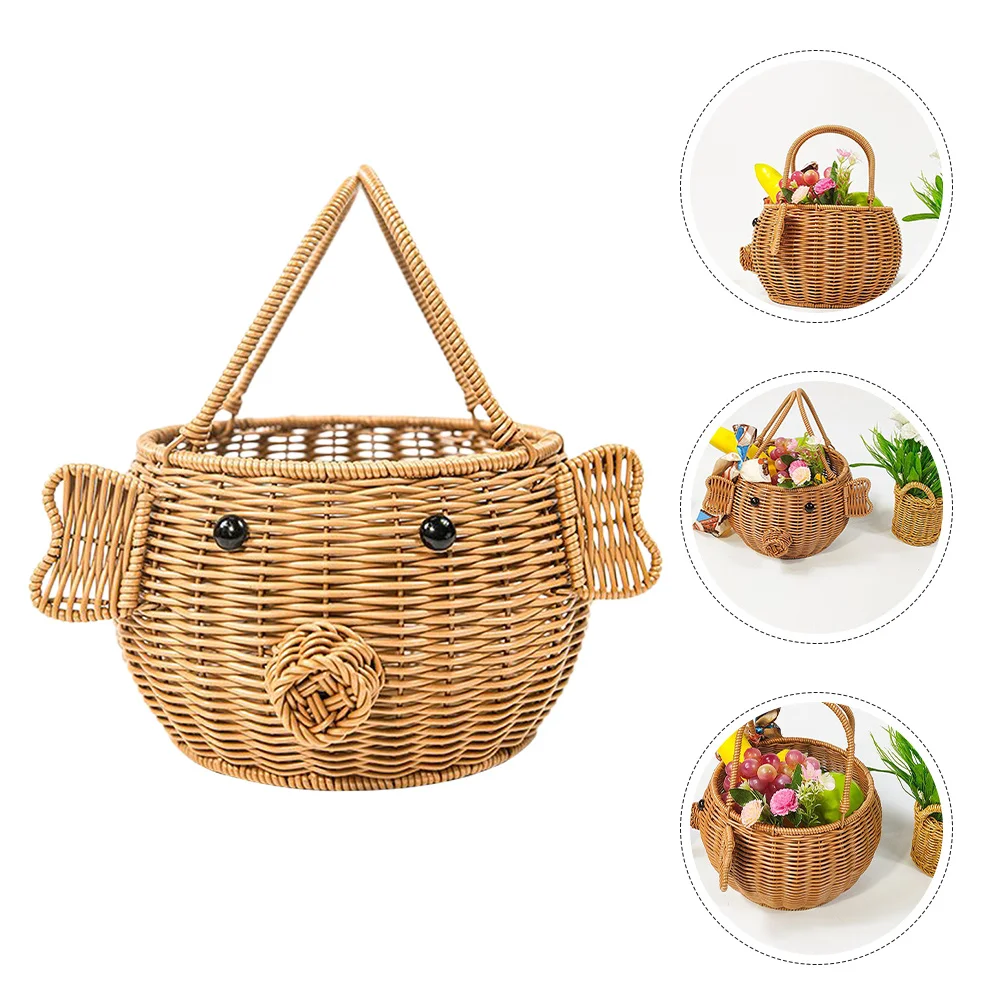 Imitation Rattan Pig Shape Storage For Fruits Snacks Kitchen Organizer Multi-Functional Woven Basket Household Fruit Container 
Imitation Rattan Pig Shape Storage For Fruits Snacks Kitchen Organizer Multi-Functional Woven Basket Household Fruit Container