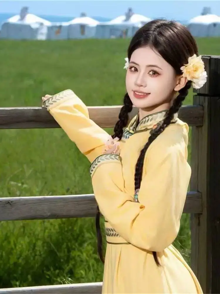 New Ginger-yellow Mongolian Costume Womens Xinjiang Dance Costume Group Dance Stage Performance Photography Daily Wear
New Ginger-yellow Mongolian Costume Womens Xinjiang Dance Costume Group Dance Stage Performance Photography Daily Wear