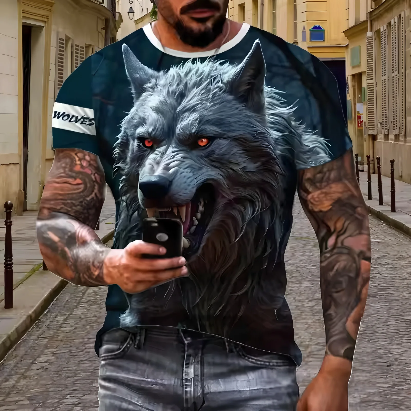 men's clothing casual graphic t shirts 3D digital printing wolf pattern short sleeved loose breathable round neck top for men
men's clothing casual graphic t shirts 3D digital printing wolf pattern short sleeved loose breathable round neck top for men