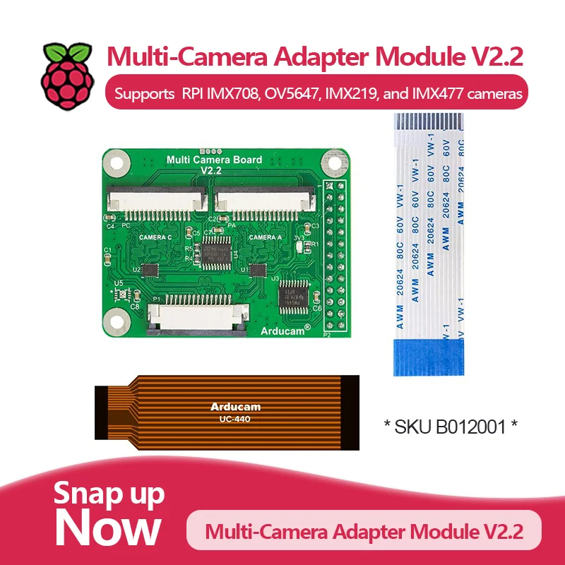Модуль адаптера для нескольких камер V2.2, поддерживает модуль камеры Raspberry Pi 3 (12 МП IMX708), 5 МП OV5647, 8 МП IMX219 и 12 МП IMX477
Модуль адаптера для нескольких камер V2.2, поддерживает модуль камеры Raspberry Pi 3 (12 МП IMX708), 5 МП OV5647, 8 МП IMX219 и 12 МП IMX477