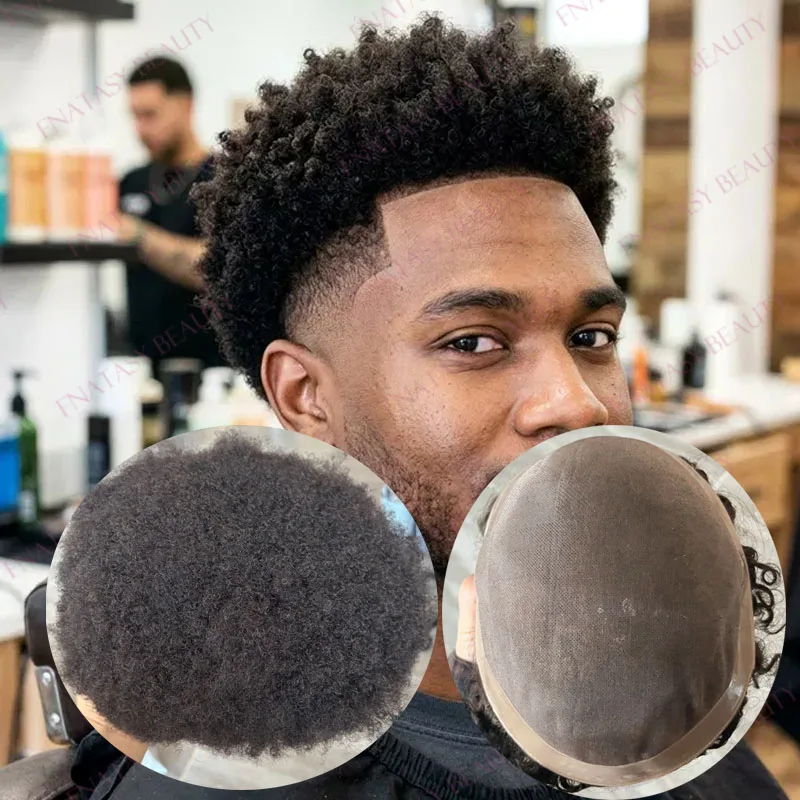 Fine Mono Mesh Top Natural Hairline Human Hair 6mm Afro Curly Black Man's Durable Toupee Black Brown Undetectable Men Hairpieces
Fine Mono Mesh Top Natural Hairline Human Hair 6mm Afro Curly Black Man's Durable Toupee Black Brown Undetectable Men Hairpieces