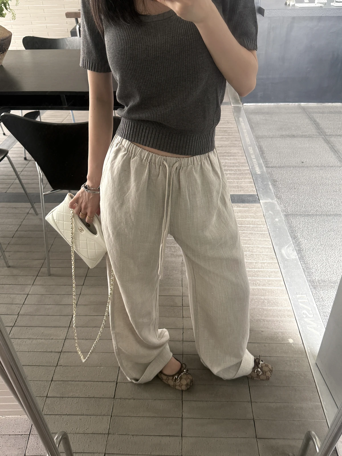 MOMENTHOME Casual Linen Straight Leg Pants Women's Long Trousers Thin Waist Rope Summer Leisure Faion Loose Sle
MOMENTHOME Casual Linen Straight Leg Pants Women's Long Trousers Thin Waist Rope Summer Leisure Faion Loose Sle