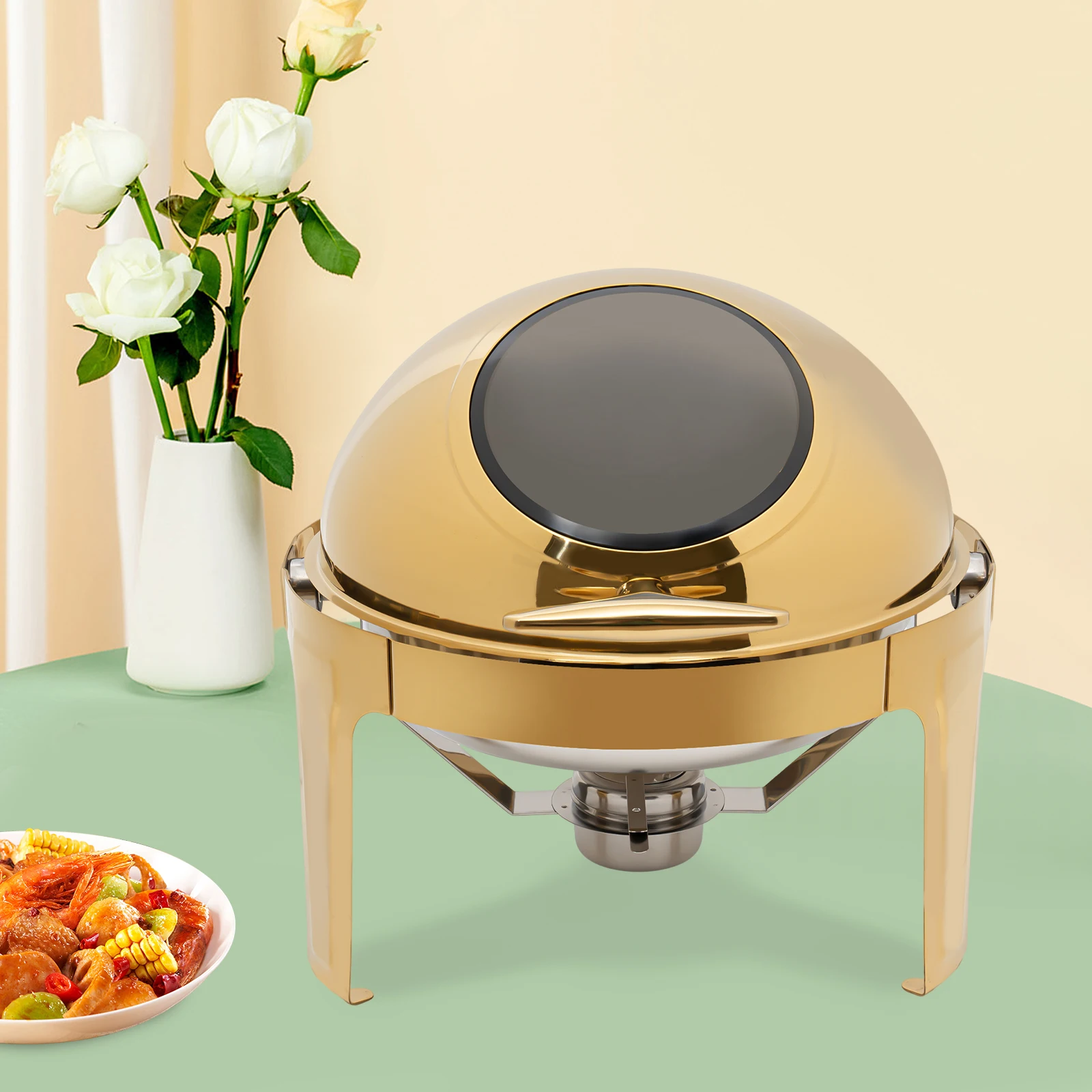6L/6.34Qt Round Chafing Dish, Chafer Buffet Warmer Set, Roll Top Chafing Dish Buffet Set, Food Warmer with Thickened Fuel Frame
6L/6.34Qt Round Chafing Dish, Chafer Buffet Warmer Set, Roll Top Chafing Dish Buffet Set, Food Warmer with Thickened Fuel Frame