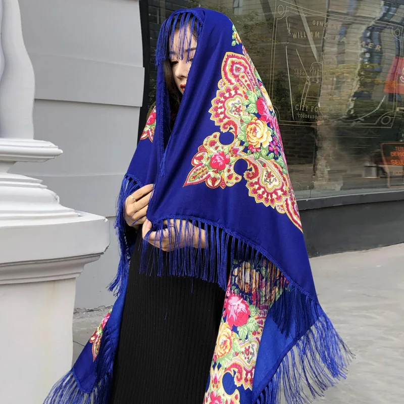 Women's cape ethnic style cheongsam shawl outer scarf Russian printed large scarf wrapped headscarf Poncho 135*135CM
Women's cape ethnic style cheongsam shawl outer scarf Russian printed large scarf wrapped headscarf Poncho 135*135CM