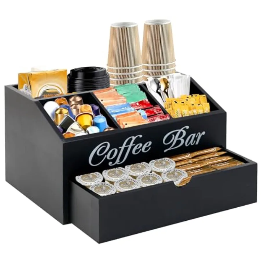 Coffee Bar Organizer for Countertop 2-Tier Wooden Coffee Station Accessories Holder with Dust-Proof Drawer 5 Storage Compartmen
Coffee Bar Organizer for Countertop 2-Tier Wooden Coffee Station Accessories Holder with Dust-Proof Drawer 5 Storage Compartmen
