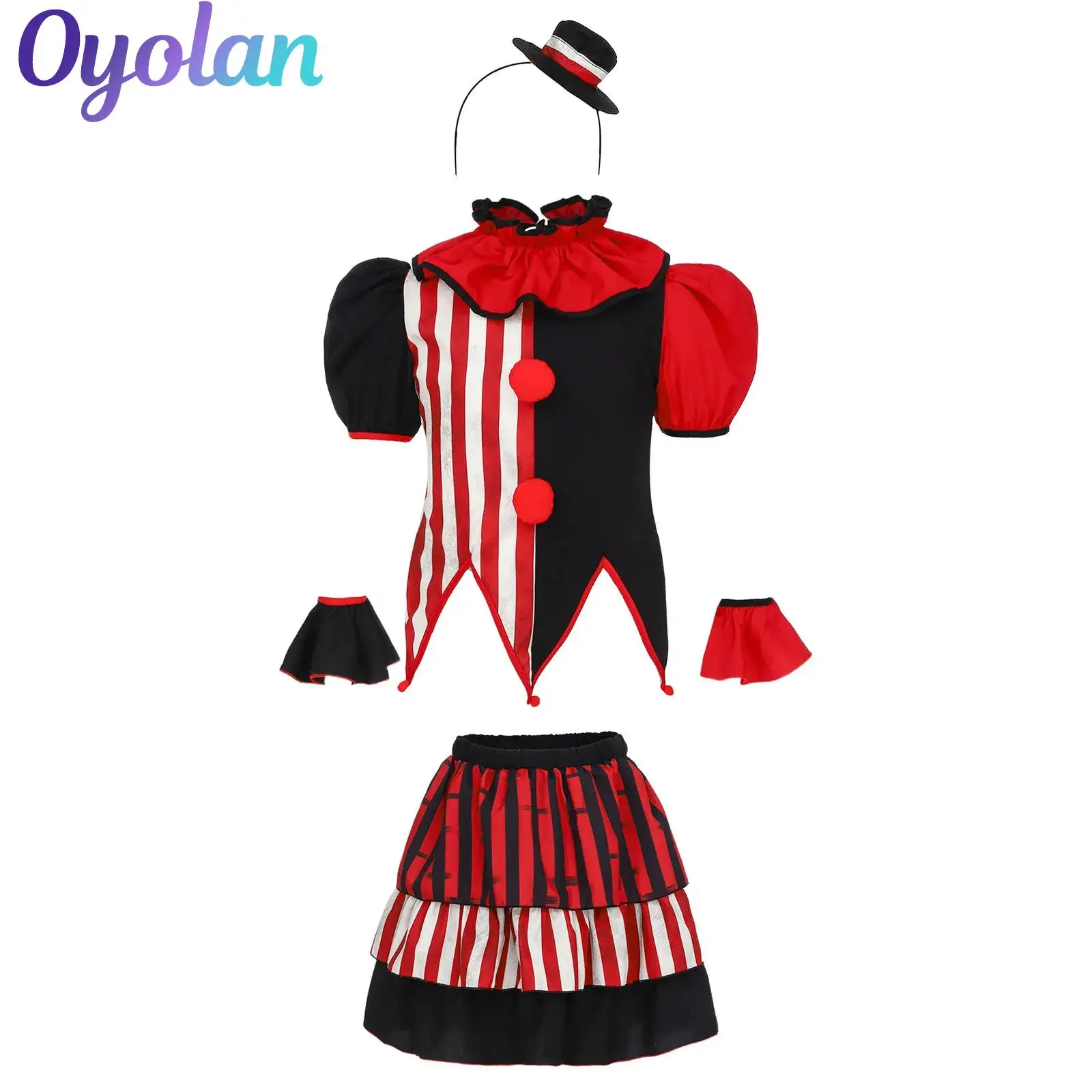 Kids Girls Clown Circus Stripes Halloween Cosplay Costume Sawtooth Hem Top Layered Ruffled Skirt Carnival Performance Dresses
Kids Girls Clown Circus Stripes Halloween Cosplay Costume Sawtooth Hem Top Layered Ruffled Skirt Carnival Performance Dresses